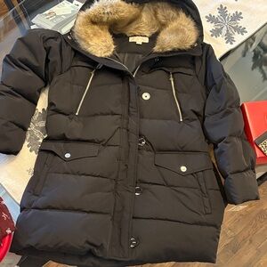 Michael Kors Black Puffer Jacket with Fur Hood